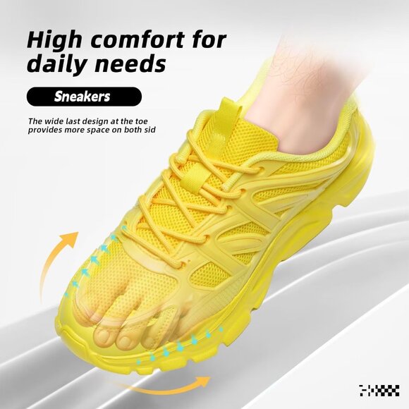Women's Yellow Slip-On Running Shoes Lightweight Mesh Walking Sneakers for Gym - Picture 6 of 7
